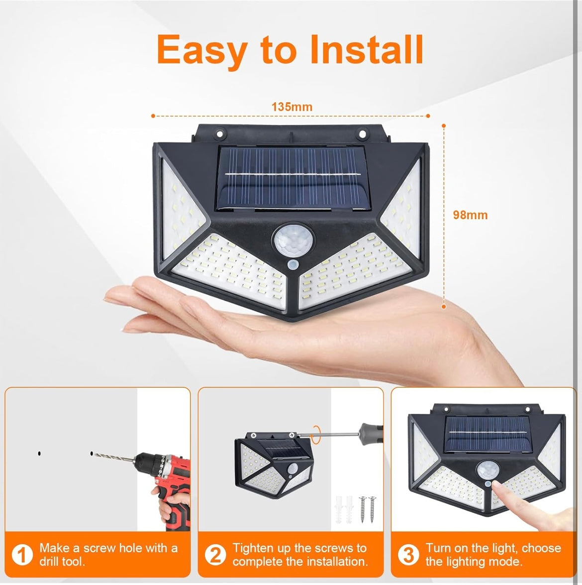 𝟏𝟎𝟎 𝐋𝐄𝐃 𝐌𝐨𝐭𝐢𝐨𝐧 𝐬𝐞𝐧𝐬𝐨𝐫 𝐬𝐨𝐥𝐚𝐫 𝐥𝐢𝐠𝐡𝐭𝐬