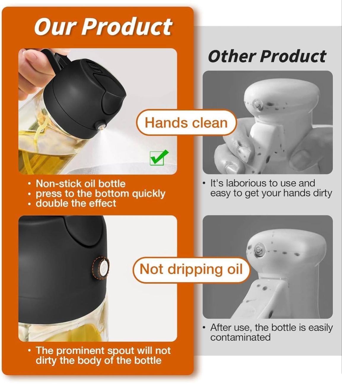 Glass Oil Sprayer and Dispenser Bottle