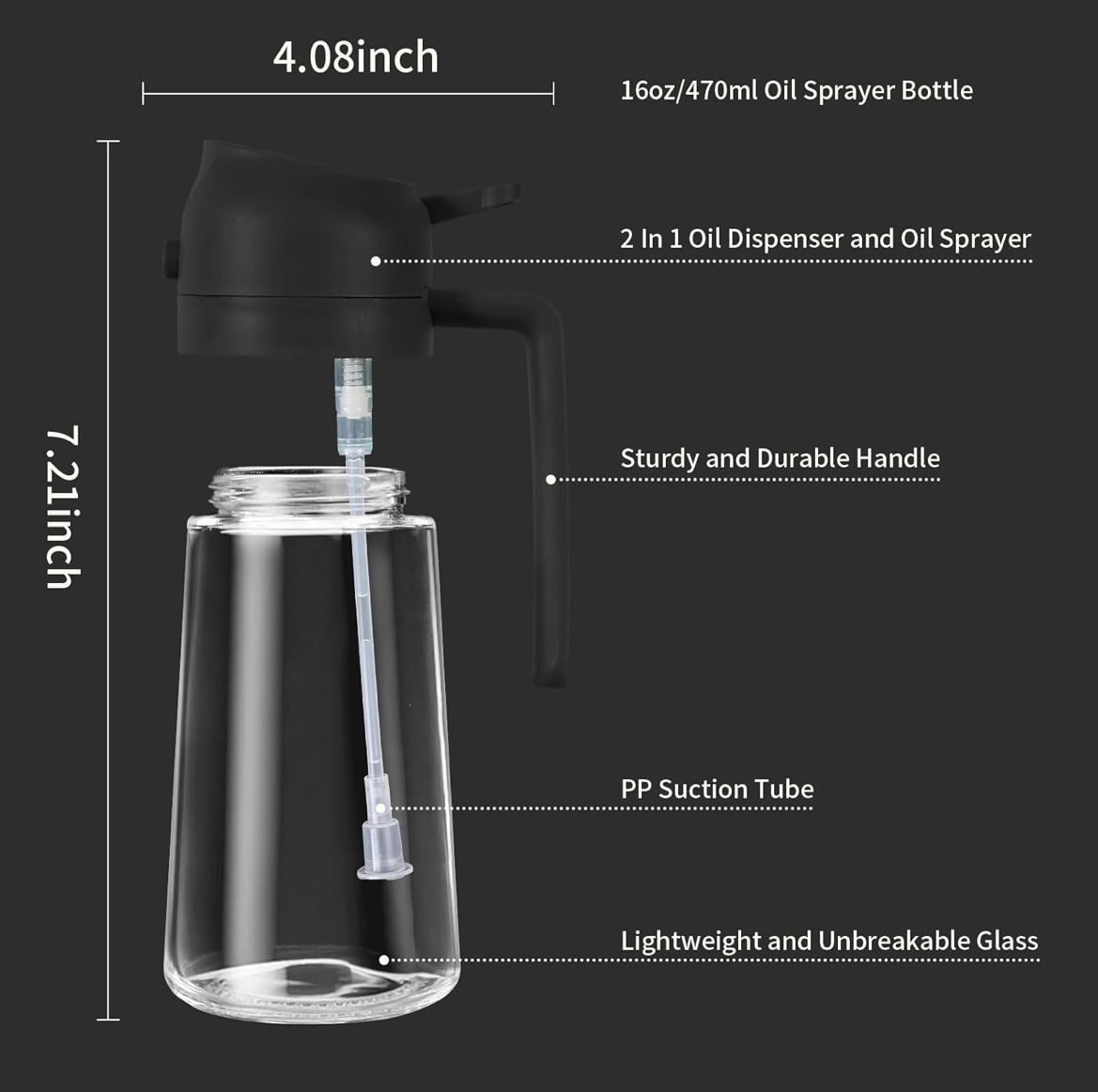 Glass Oil Sprayer and Dispenser Bottle