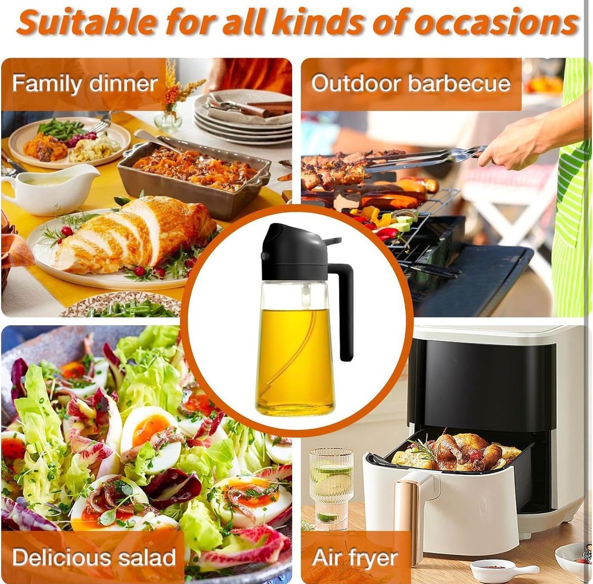 Glass Oil Sprayer and Dispenser Bottle